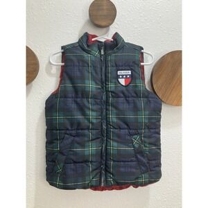 Tommy Hilfiger Vest Jacket Boys 24M Full Zip Crest Logo Insulation Puffer Plaid